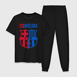 Пижама хлопковая мужская Barcelona FC, цвет: черный