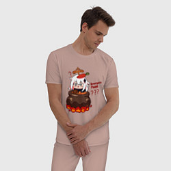 Пижама хлопковая мужская Genshin Impact Paimon food, цвет: пыльно-розовый — фото 2