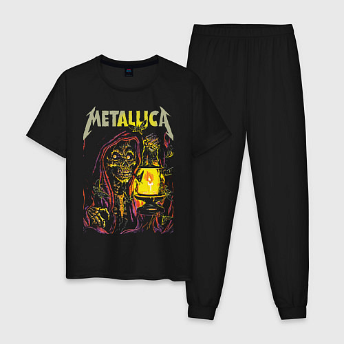 Мужская пижама Metallica - скелет со свечой / Черный – фото 1