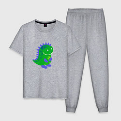 Мужская пижама Зеленый дракончик-динозаврик