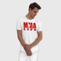 Пижама хлопковая мужская MMA, цвет: белый — фото 2