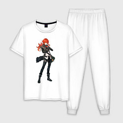 Пижама хлопковая мужская Дилюк Genshin Impact, цвет: белый