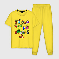Пижама хлопковая мужская AMONG US НОВОГОДНИЙ, цвет: желтый
