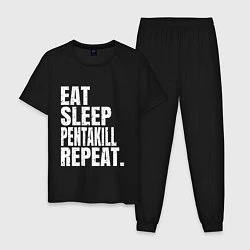 Пижама хлопковая мужская EAT SLEEP PENTAKILL REPEAT, цвет: черный