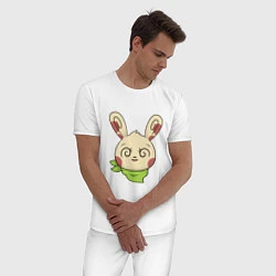 Пижама хлопковая мужская Чокнутый заяц, цвет: белый — фото 2