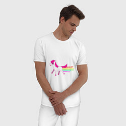 Пижама хлопковая мужская Очумелый единорог, цвет: белый — фото 2