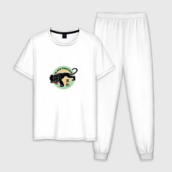 Пижама хлопковая мужская Черная пантера, цвет: белый