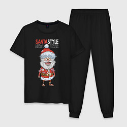 Пижама хлопковая мужская SantaSTYLE, цвет: черный