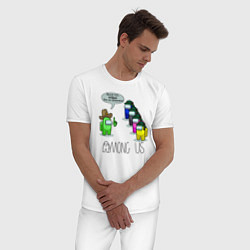 Пижама хлопковая мужская AMONG US - Инструктаж новичков, цвет: белый — фото 2