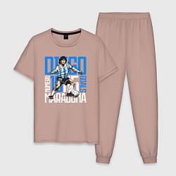 Пижама хлопковая мужская 10 Diego Maradona, цвет: пыльно-розовый