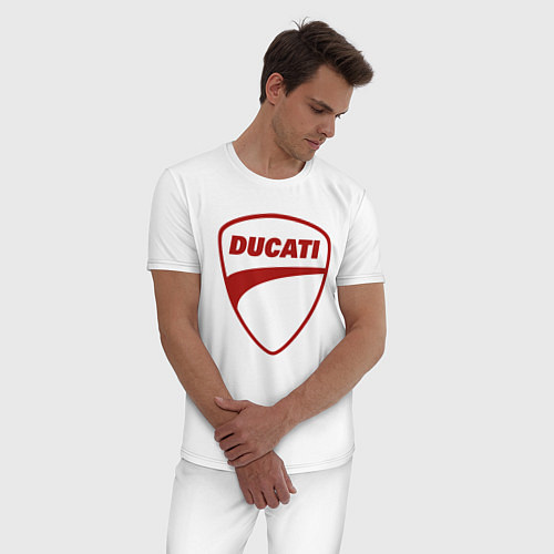 Мужская пижама Ducati Logo Дукати Лого Z / Белый – фото 3