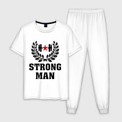 Пижама хлопковая мужская Strong man цвета белый — фото 1