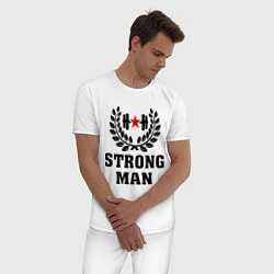 Пижама хлопковая мужская Strong man, цвет: белый — фото 2