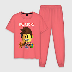 Пижама хлопковая мужская ROBLOX, цвет: коралловый