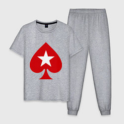 Пижама хлопковая мужская Покер Пики Poker Stars, цвет: меланж