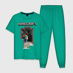 Пижама хлопковая мужская Minecraft, цвет: зеленый
