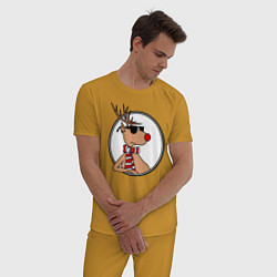 Пижама хлопковая мужская Олень Хипстер, цвет: горчичный — фото 2