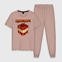 Пижама хлопковая мужская Minecraft, цвет: пыльно-розовый