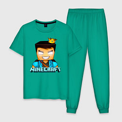 Пижама хлопковая мужская Minecraft, цвет: зеленый