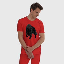Пижама хлопковая мужская Черный Волк, цвет: красный — фото 2