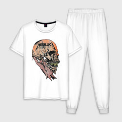 Пижама хлопковая мужская Metallica art 04, цвет: белый