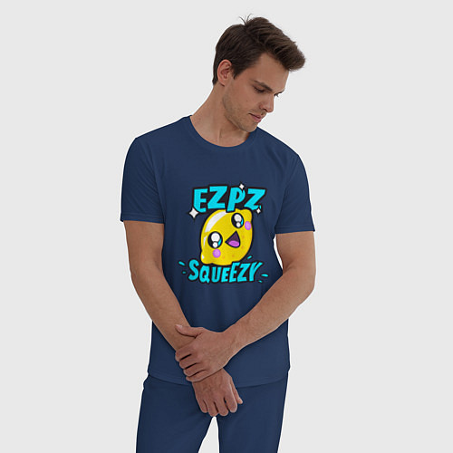 Мужская пижама Easy Peasy Lemon Squeezy / Тёмно-синий – фото 3