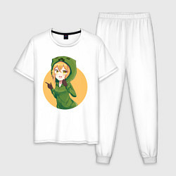 Пижама хлопковая мужская Девушка крипер, цвет: белый