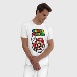 Пижама хлопковая мужская Mario, цвет: белый — фото 2
