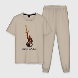Пижама хлопковая мужская Dark Souls - Bonfire цвета миндальный — фото 1