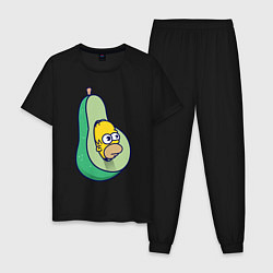 Пижама хлопковая мужская Гомер авокадо, цвет: черный