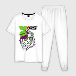 Пижама хлопковая мужская Skoda RS Шкода РС Z, цвет: белый