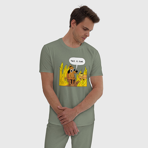 Мужская пижама This is Fine / Авокадо – фото 3