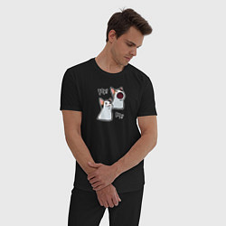 Пижама хлопковая мужская Pop Cat, цвет: черный — фото 2
