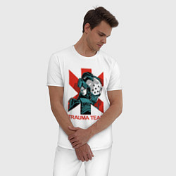 Пижама хлопковая мужская TRAUMA TEAM Cyberpunk 2077, цвет: белый — фото 2