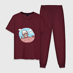 Пижама хлопковая мужская Титан Колосс Атака Титанов, цвет: меланж-бордовый
