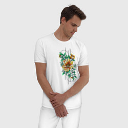 Пижама хлопковая мужская Sunflower, цвет: белый — фото 2