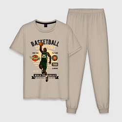 Пижама хлопковая мужская Чемпионы по баскетболу, цвет: миндальный