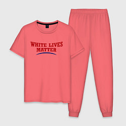 Пижама хлопковая мужская White lives matters, цвет: коралловый