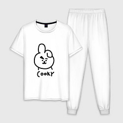Пижама хлопковая мужская COOKY BTS, цвет: белый