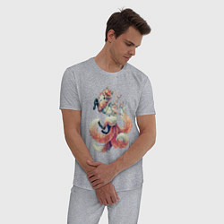 Пижама хлопковая мужская Мифическая лиса, цвет: меланж — фото 2