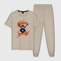 Пижама хлопковая мужская Taskmaster цвета миндальный — фото 1