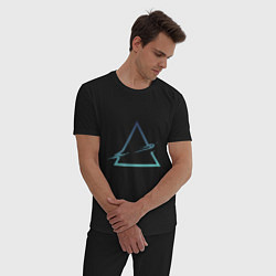 Пижама хлопковая мужская Абстрактный жидкий треугольник, цвет: черный — фото 2