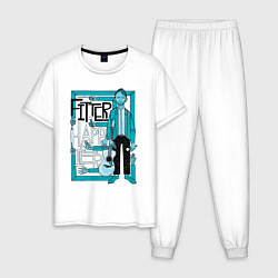 Пижама хлопковая мужская Radiohead Art 02, цвет: белый