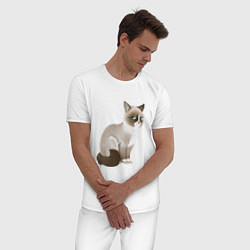 Пижама хлопковая мужская Grumpy Cat, цвет: белый — фото 2
