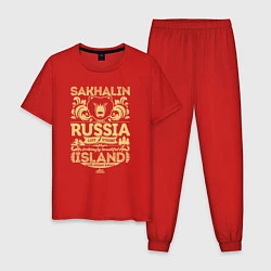 Пижама хлопковая мужская Сахалин Россия, цвет: красный