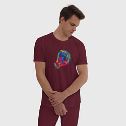 Пижама хлопковая мужская Лампочка, цвет: меланж-бордовый — фото 2