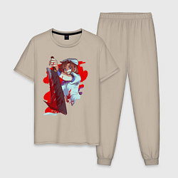 Пижама хлопковая мужская Rena Ryugu, цвет: миндальный