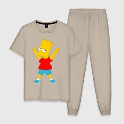 Пижама хлопковая мужская Барт Симпсон, цвет: миндальный