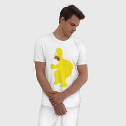 Пижама хлопковая мужская Голый Гомер Симпсон, цвет: белый — фото 2