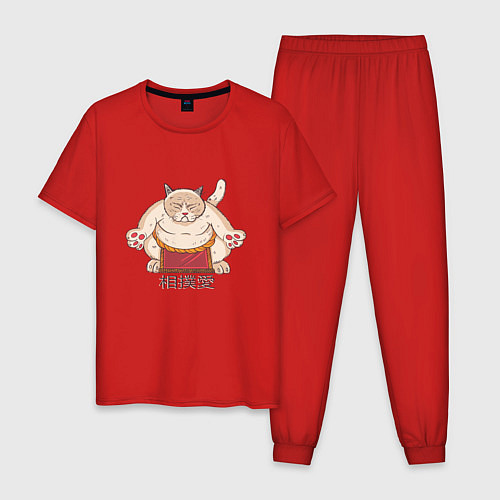 Мужская пижама Толстый Кот Сумо / Красный – фото 1